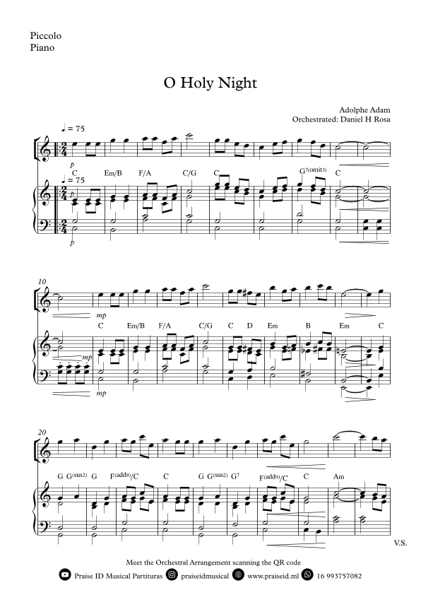 O Holy NIght - Christmas Carol - Piccolo and Piano (arr. Daniel H Rosa)