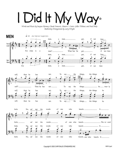I Did It My Way (arr. Larry Wright)
