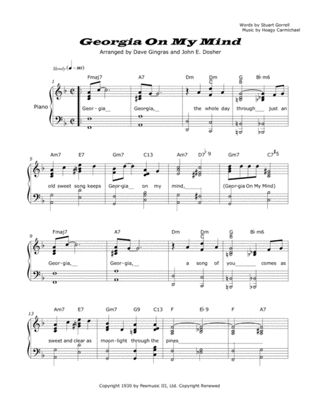Georgia On My Mind (arr. Dave Gingras, John E. Dosher)