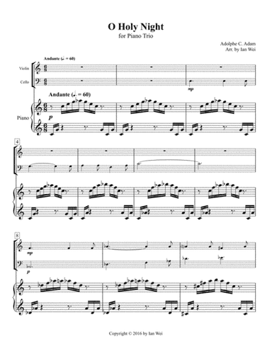 O Holy Night for Piano Trio (arr. Ian Wei)