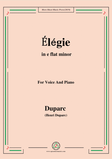 Duparc-Élégie in e flat minor (arr. MSM)