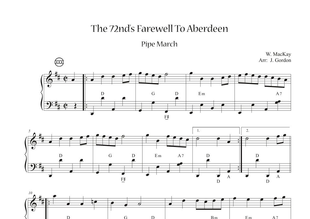 The 72nd's Farewell To Aberdeen (arr. Julia Gordon)