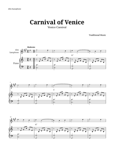 Carnival of Venice for Alto Sax and Piano (arr. Langanho)