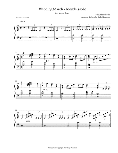 Wedding March - Mendelssohn - Lever Harp Arrangement (arr. Sally Beaumont)