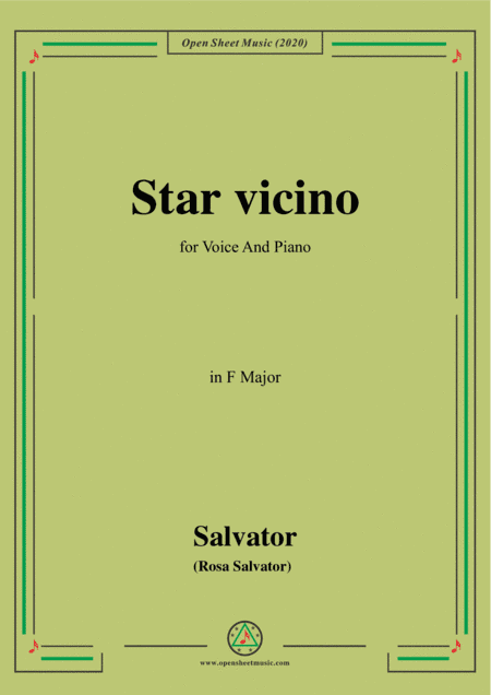Rosa-Star vicino,in F Major,for Voice and Piano (arr. MSM)