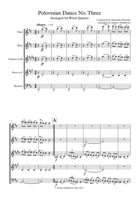 Polovtsian Dance Number Three for Wind Quintet (arr. Andrew Middleton)