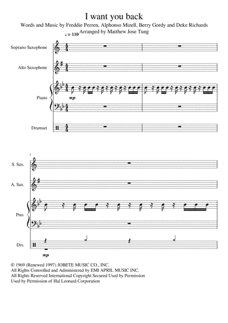 I Want You Back (arr. Matthew Jose Tung)