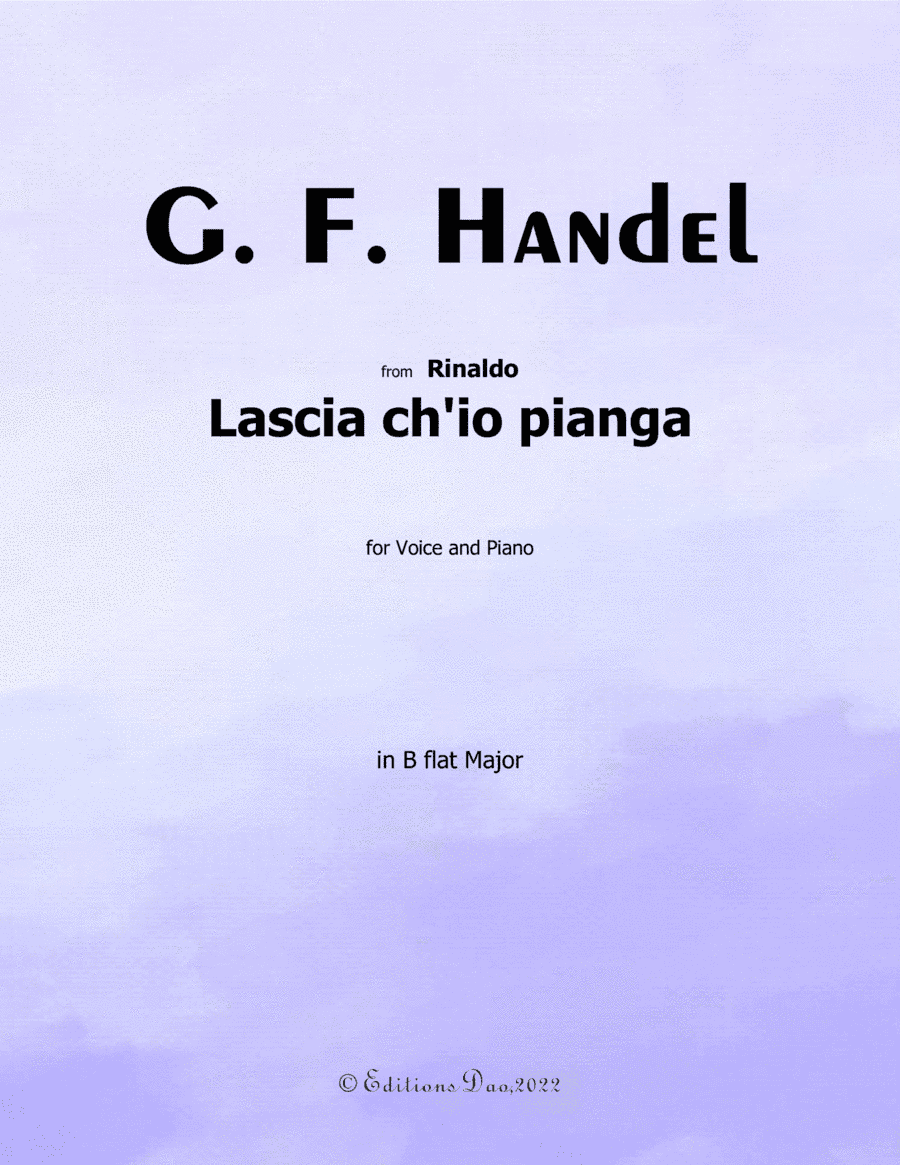 Lascia ch'io pianga, by Handel, in B flat Major (arr. Editions Dao)