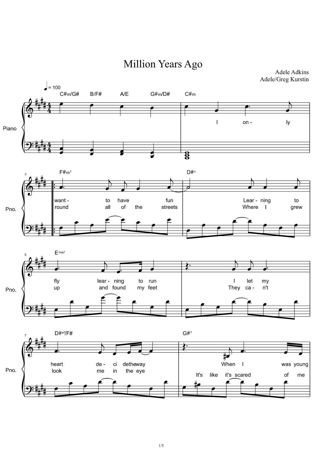 Million Years Ago (arr. Adele Adkins)