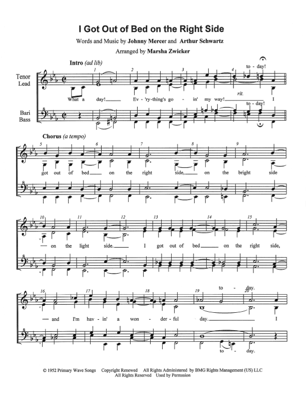 I Got Out Of Bed On The Right Side (arr. Marsha Zwicker)