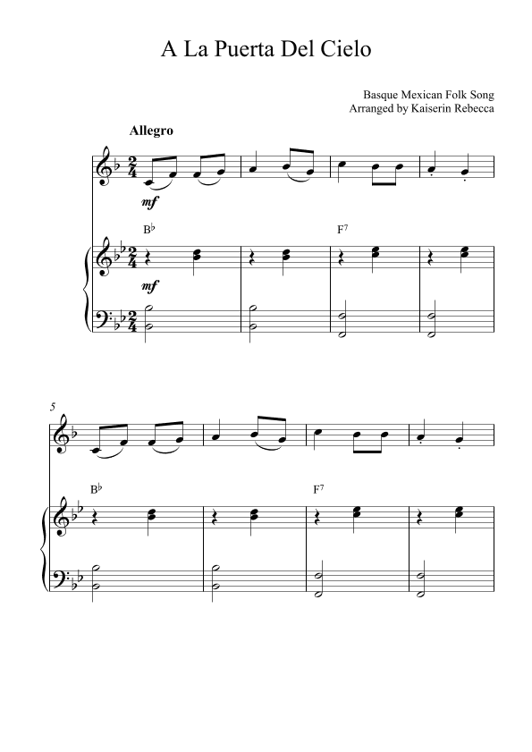 A La Puerta Del Cielo (arr. Kaiserin Rebecca)