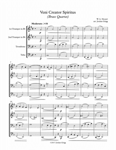 Veni Creator Spiritus (Brass Quartet) - Score and parts (arr. Jordan Grigg)