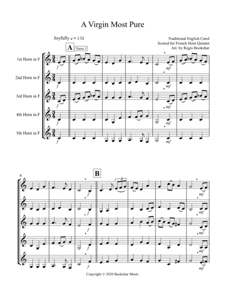 A Virgin Most Pure (F) (French Horn Quintet) (arr. Regis Bookshar)