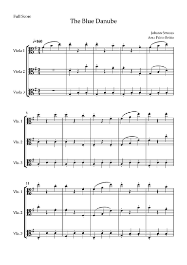 The Blue Danube (Waltz by Johann Strauss) for Viola Trio (arr. Fabio Britto)
