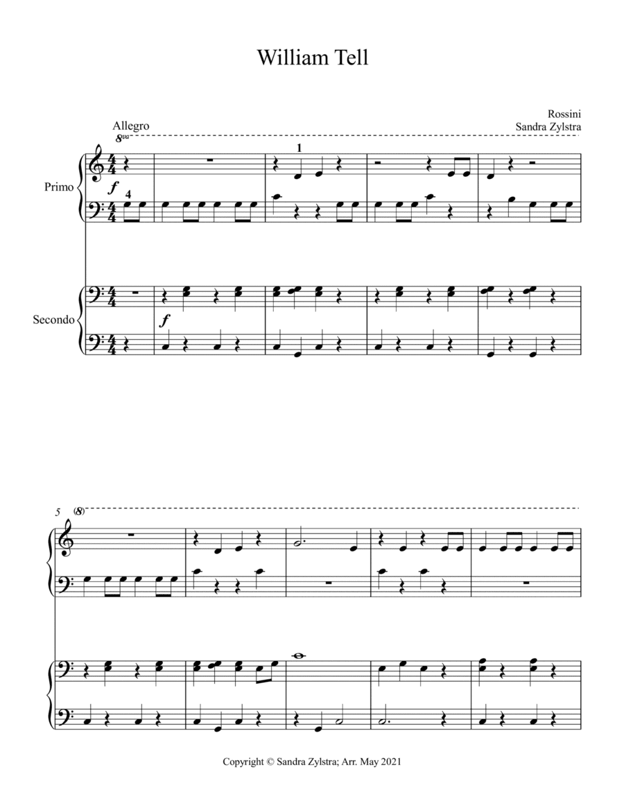 William Tell (beginning solo with optional elementary duet) (arr. Sandra Zylstra)