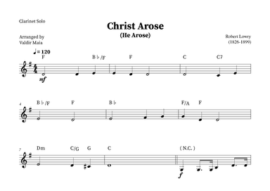 Christ Arose (He Arose) - Clarinet Solo (with chords) (arr. Valdir Maia)