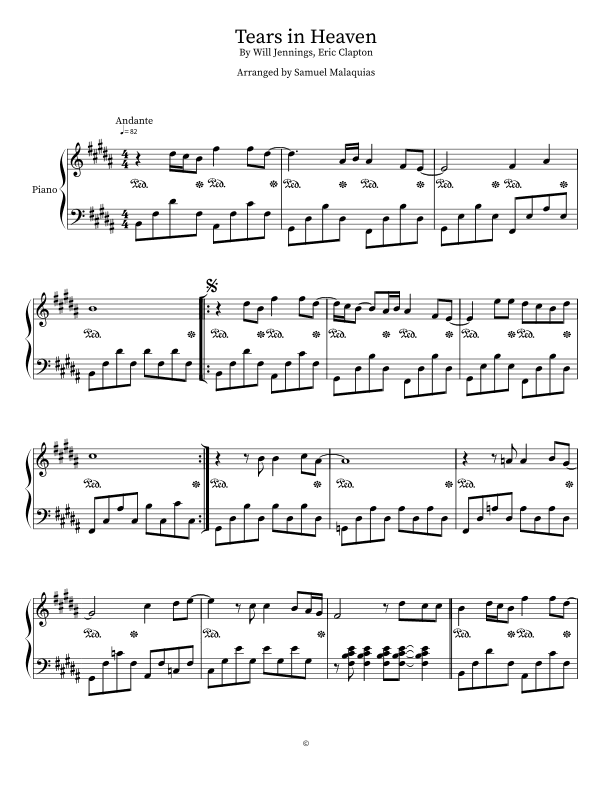 Tears In Heaven (arr. SAMUEL DE SOUZA MALAQUIAS)
