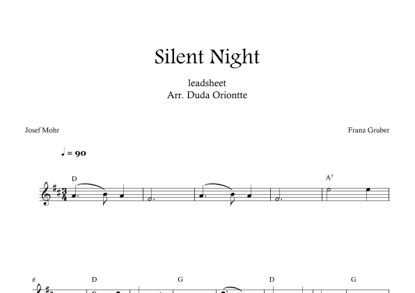 Silent Night (D major - leadsheet - no lyrics) (arr. Duda Oriontte)