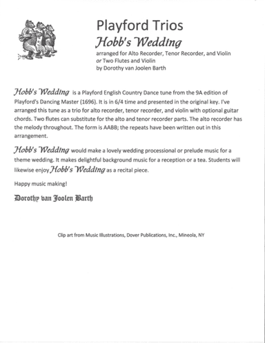 Playford Trios: Hobb's Wedding (arr. Dorothy van Joolen Barth)