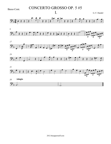Concerto Grosso Op. 3 #5 Movement I. (arr. theupperstaff.com)