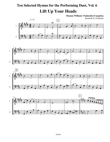 Ten Selected Hymns for the Performing Duet, Vol. 6 - trumpet and trombone (euphonium) (arr. Kenneth D. Friedrich)