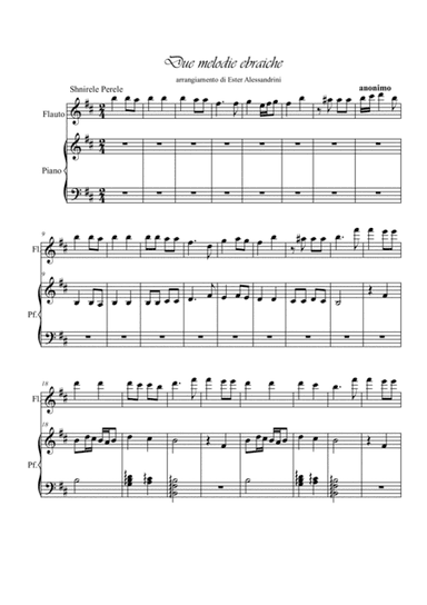 Two Jewish melodies. Flute and piano (arr. Ester Alessandrini)