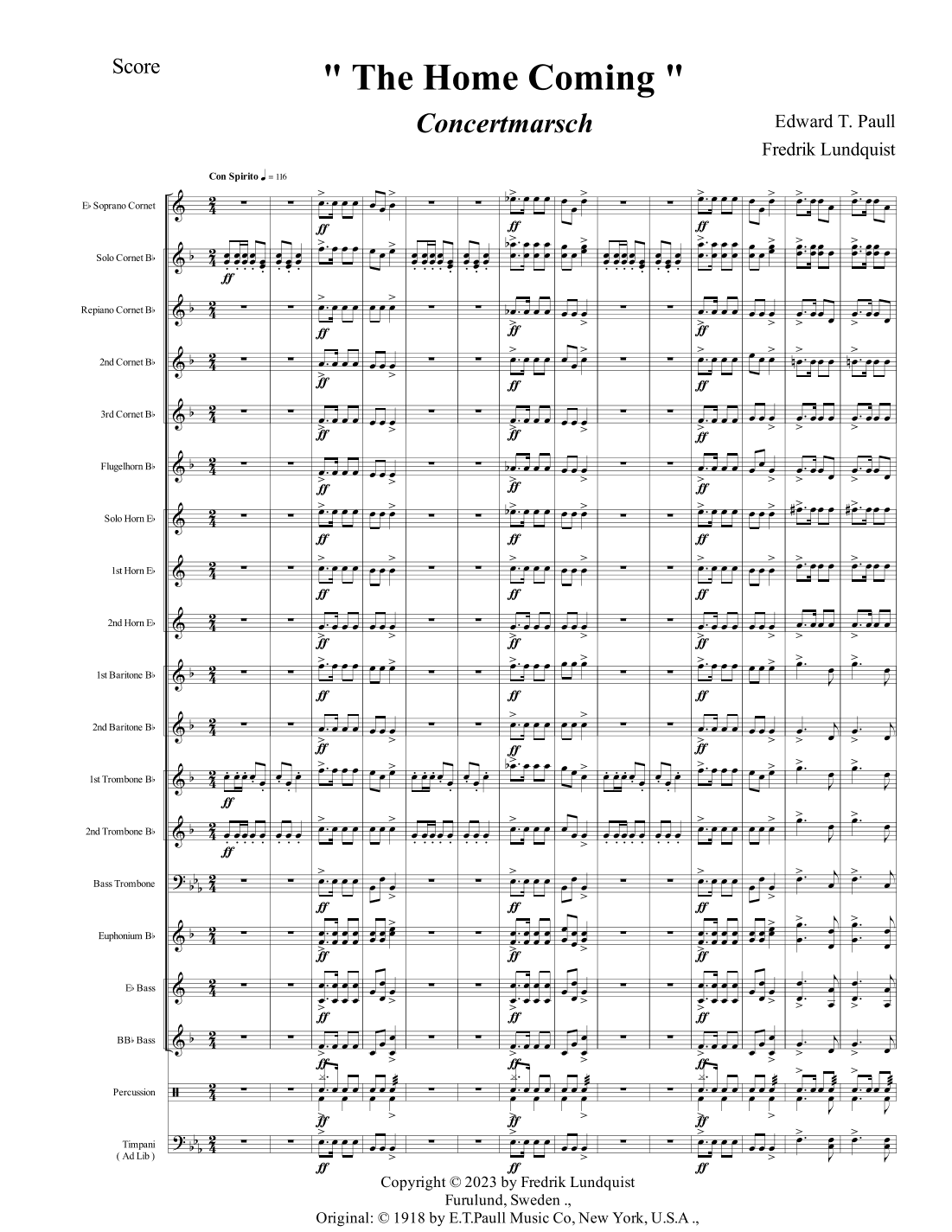 The Home Coming (arr. Fredrik Lundquist)