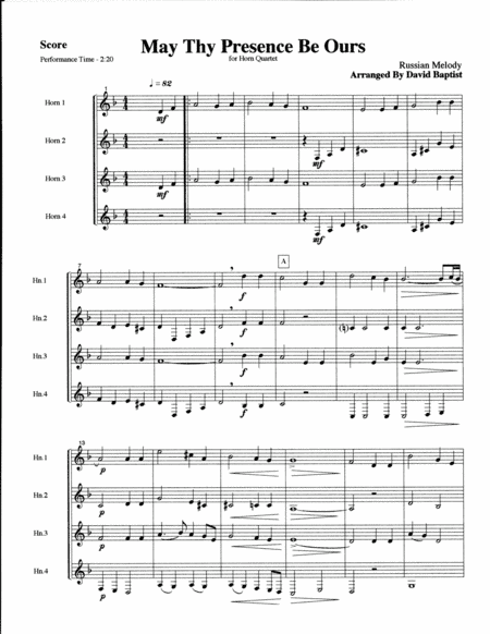 May Thy Presence Be Ours for French Horn Quartet (arr. David Baptist)