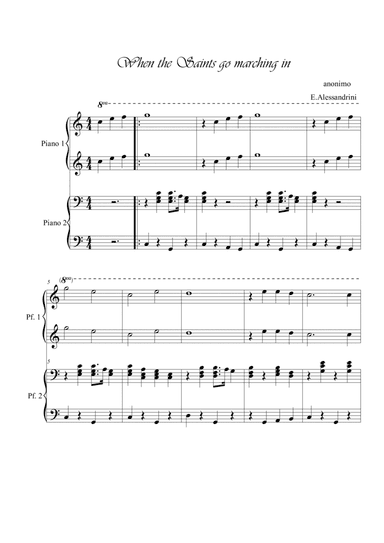 When the Saints go marching in. Piano 4 hands (arr. Ester Alessandrini)