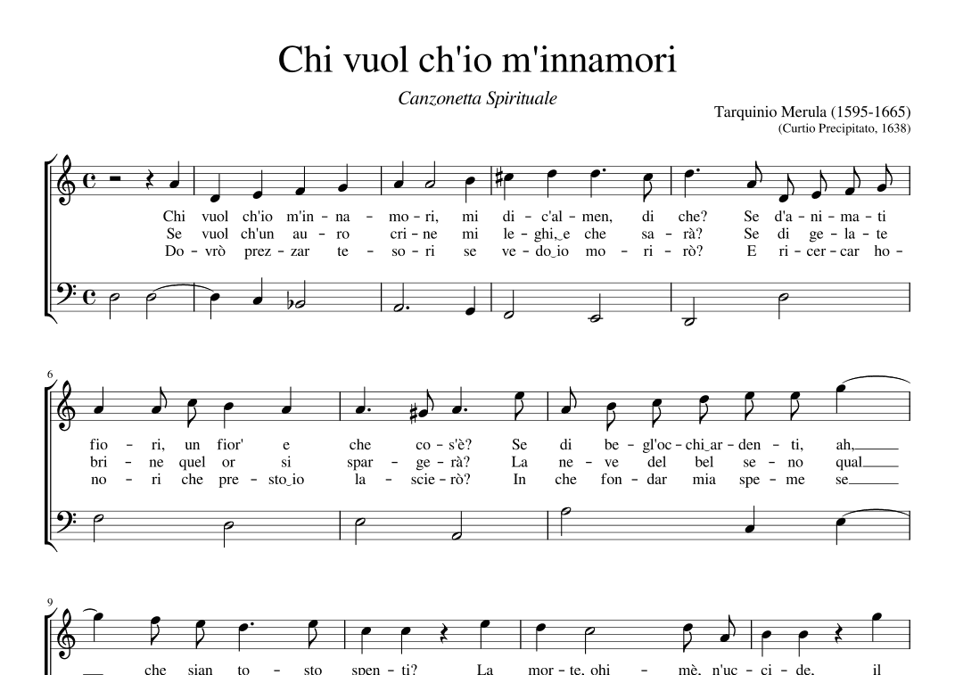 Chi vuol ch'io m'innamori (arr. Early Music Scores)
