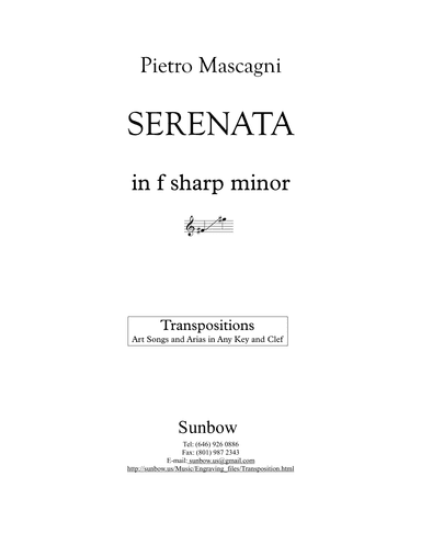 Mascagni: Serenata (transposed to f sharp minor) (arr. Sunbow)