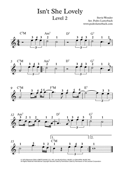 Isn't She Lovely (arr. Pedro Lutterbach)