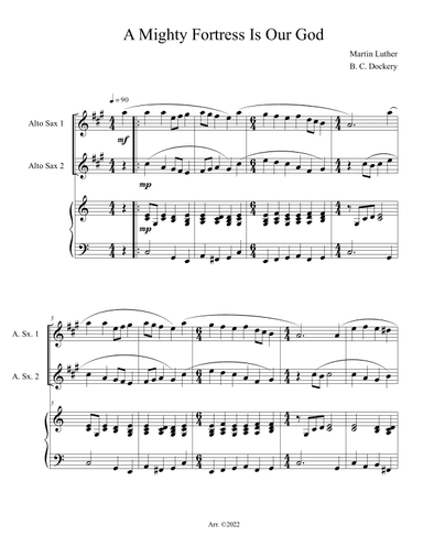 A Mighty Fortress is Our God (Alto Sax Duet with Piano Accompaniment) (arr. B. C. Dockery)