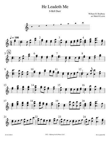 He Leadeth Me - 8 Bell Ensemble - C major (arr. Mark R Lewis)
