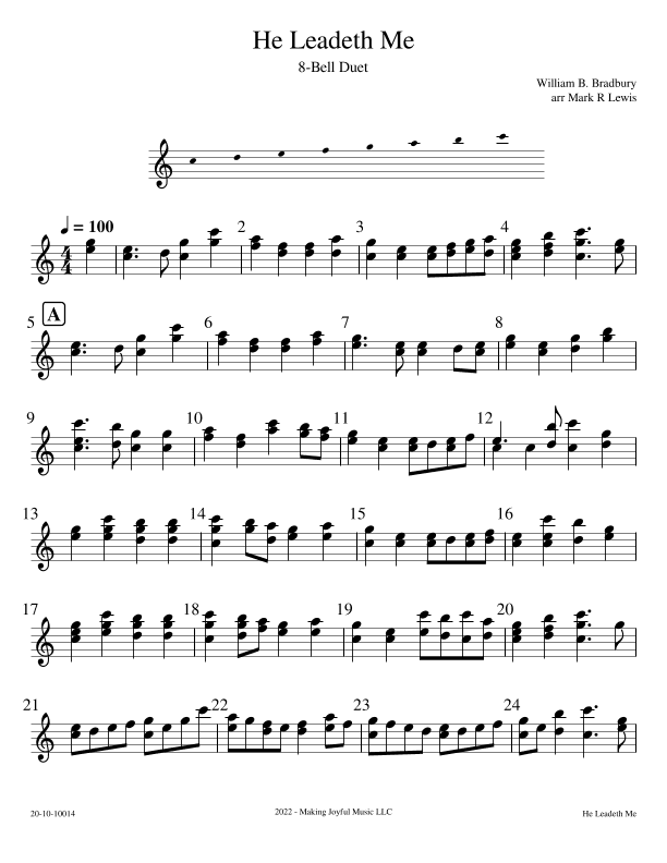 He Leadeth Me - 8 Bell Ensemble - C major (arr. Mark R Lewis)