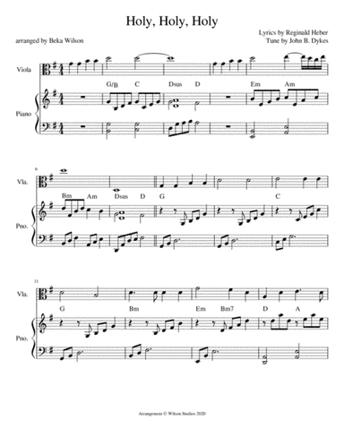 Holy, Holy, Holy--viola solo (arr. Beka Wilson)