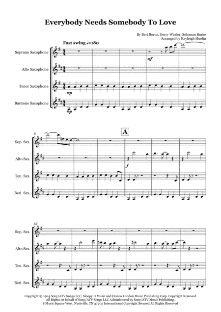 Everybody Needs Somebody To Love (arr. Kayleigh Huelin)