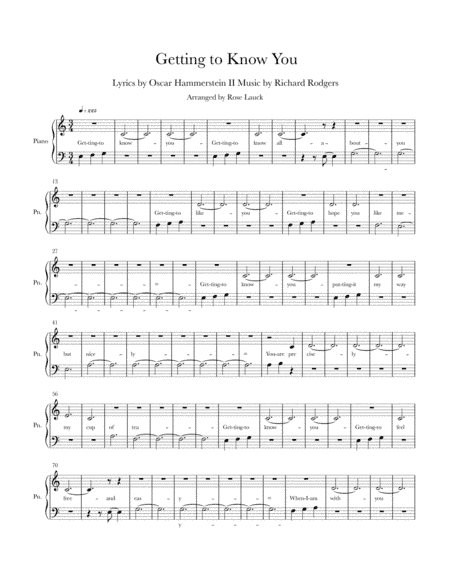 Getting To Know You (arr. Rose M. Lauck)