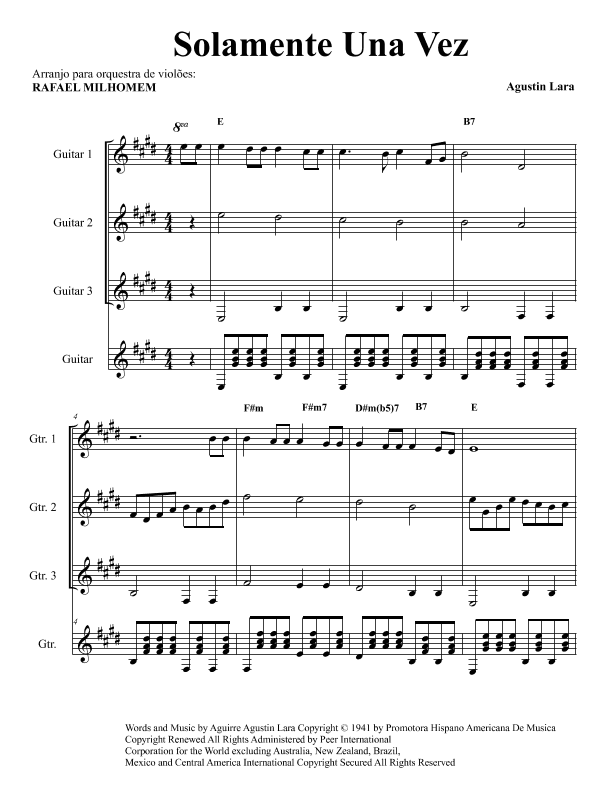 Solamente Una Vez (arr. Rafael Milhomem)