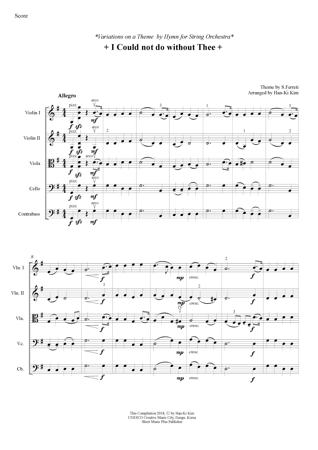 I could not do without Thee(S.Orchestra) (arr. Han-Ki Kim)