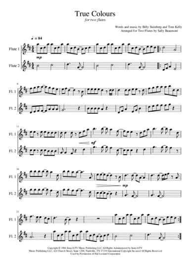 True Colors (arr. Sally Beaumont)