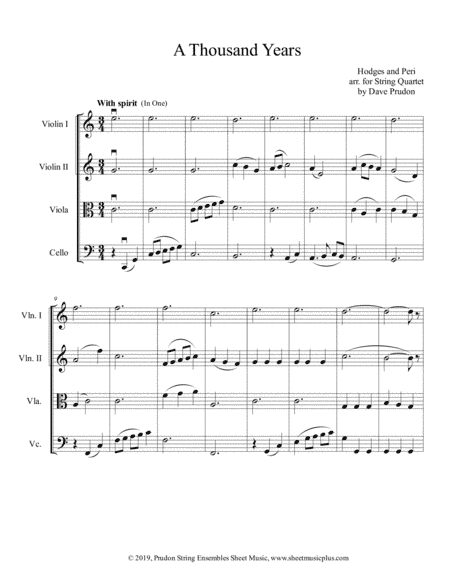 A Thousand Years (arr. Dave Prudon)