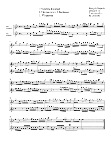 Concerto no.13 for 2 flutes (arrangement for 2 alto recorders) (arr. Gil Garty)