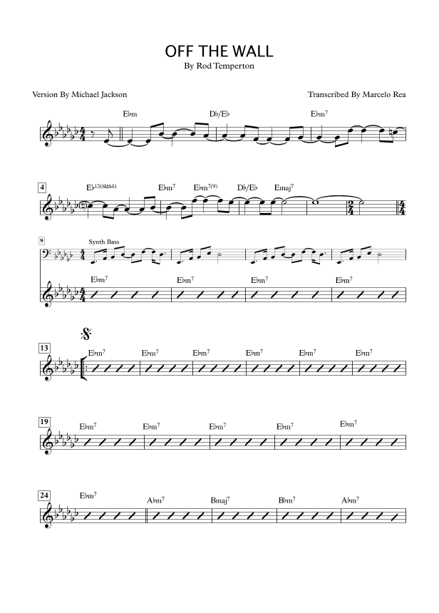 Off The Wall (arr. Transcribed By Marcelo Rea)