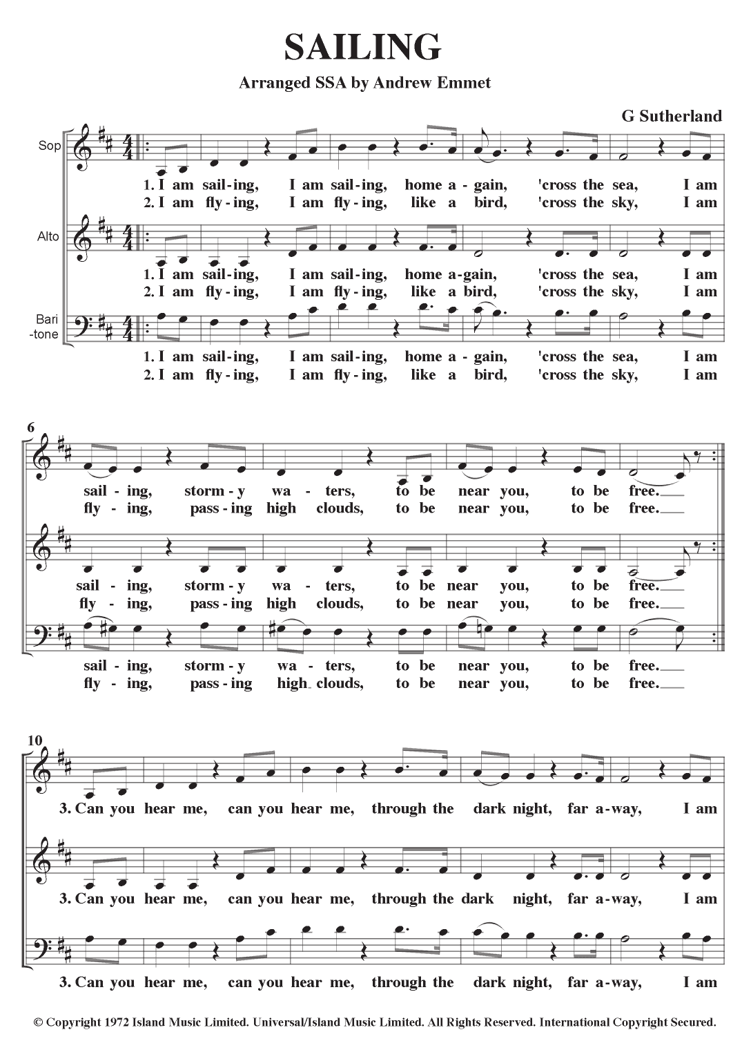 Sailing (arr. Andrew Emmet)