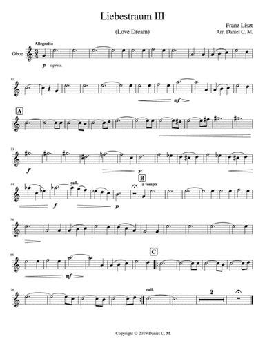 Liebestraum for oboe and piano (simplified) (arr. Daniel C. M.)