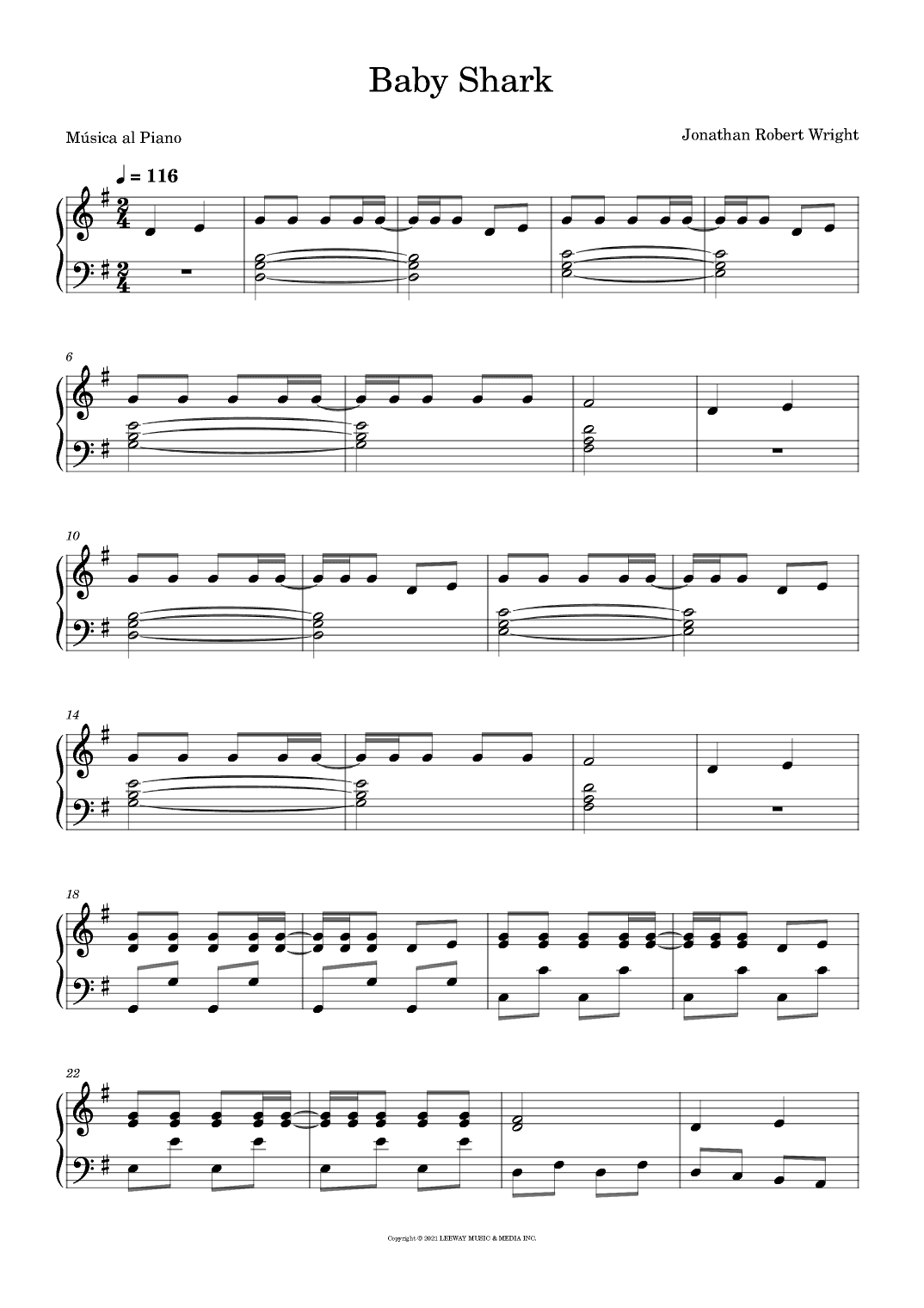 Baby Shark (arr. Música al Piano)