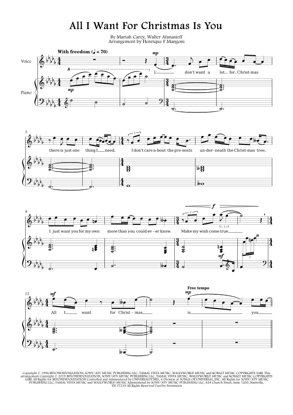 All I Want For Christmas Is You (arr. Henrique F Mangoni)