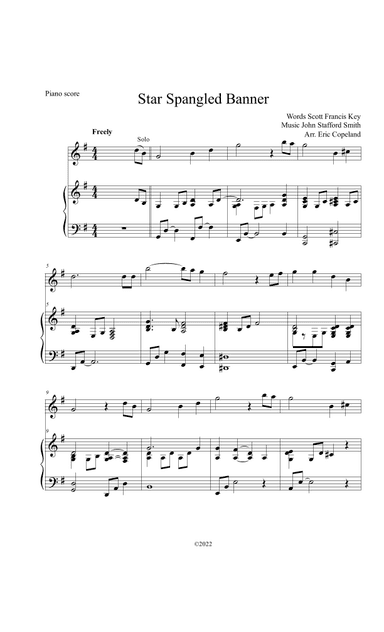 The Star Spangled Banner for Piano and Flute (arr. John Eric Copeland)
