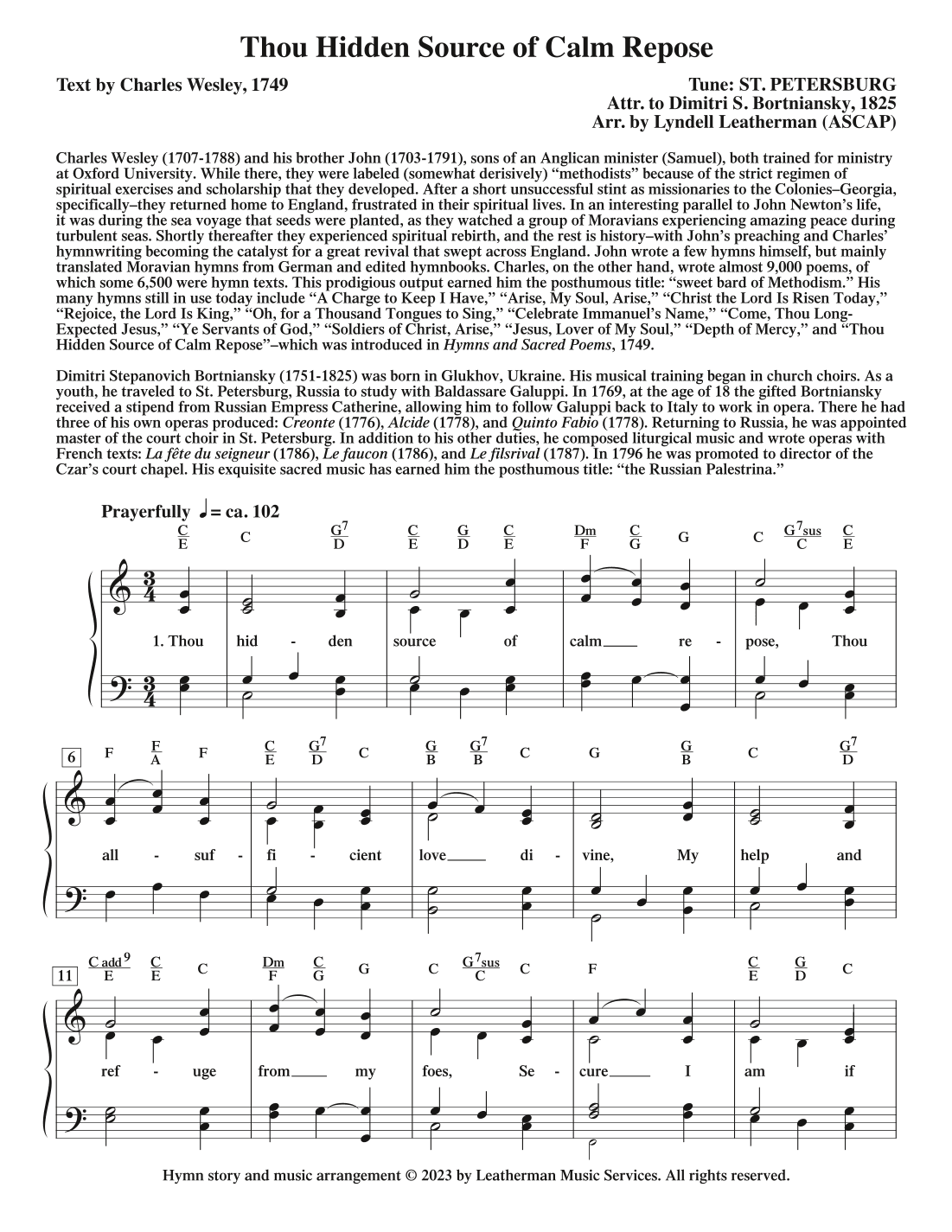 Thou Hidden Source of Calm Repose (arr. Lyndell Leatherman)